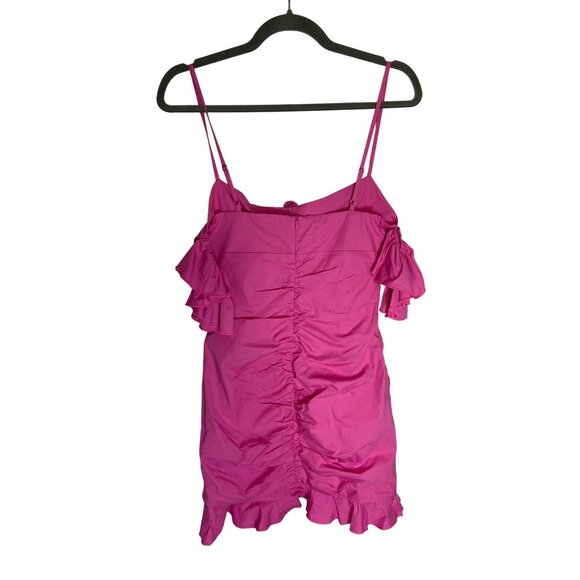 NWT Oh Polly Off The Shoulder Tierra Ruffle Mini Dress in Pink-sz 4 - Picture 9 of 10
